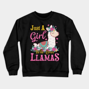 Just A Girl Who Loves Llamas Cute Lama Crewneck Sweatshirt